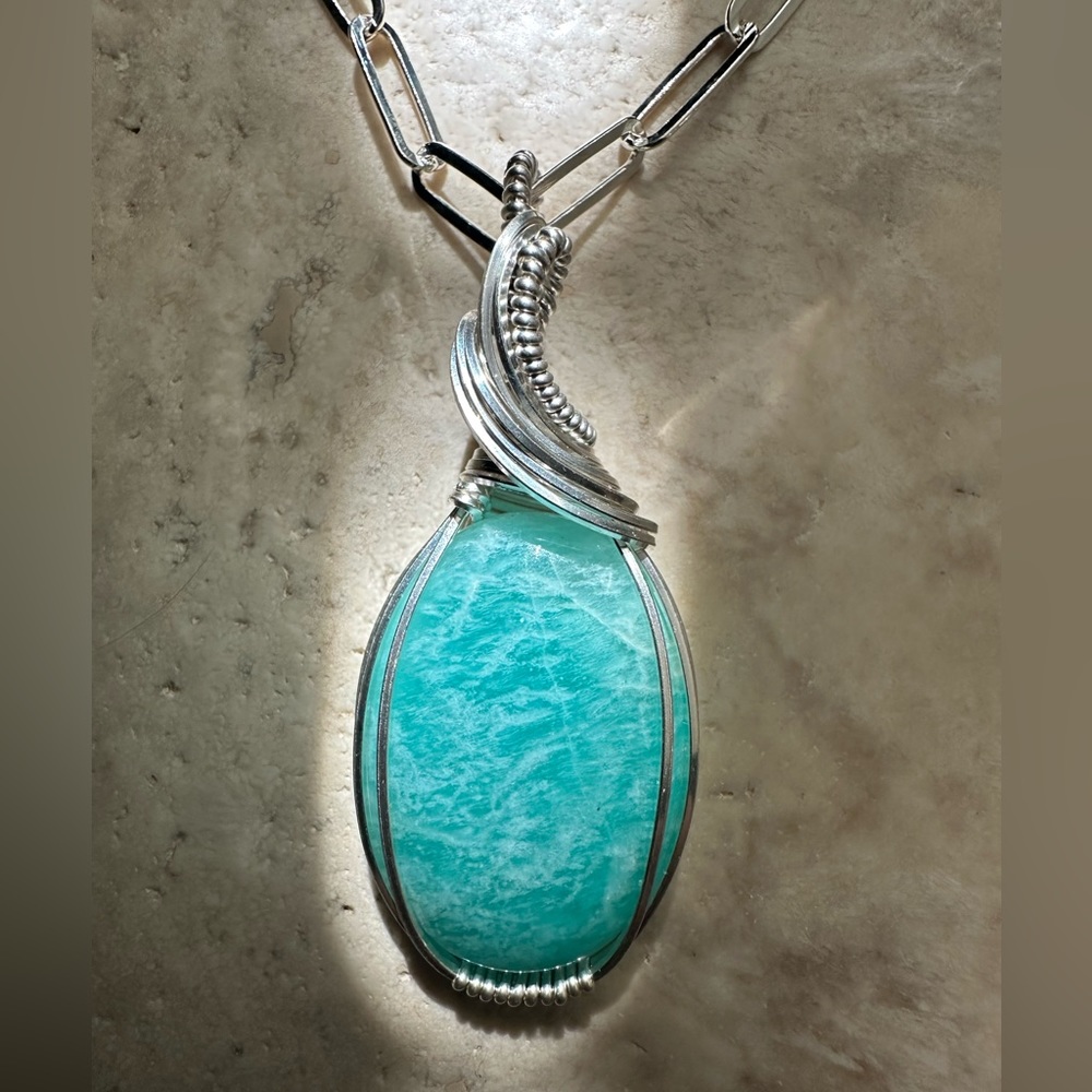 Sterling Silver Amazonite Healing Necklace Pendant